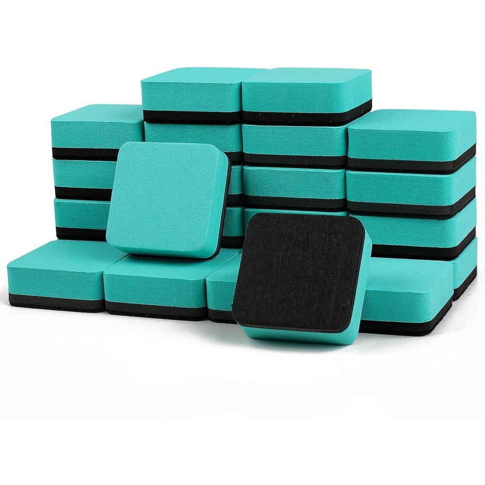 24‎ Pack Magnetic Dry Erase Whiteboard Erasers Turquoise Felt Microfiber